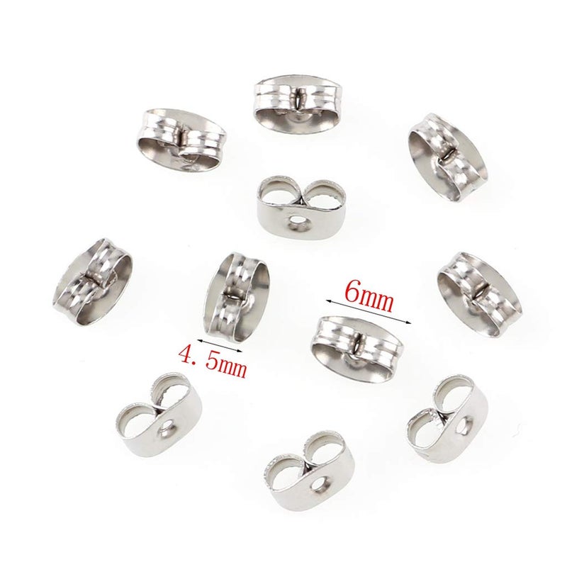 Chunney 300 Pieces Stainless Steel Butterfly Earring Backs (Silver 6x4.5mm) - Image 3
